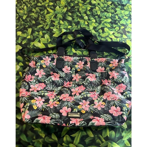 MADDEN Girl Floral Tropical Hibiscus Nylon Weekender Bag, EUC - Picture 8 of 12
